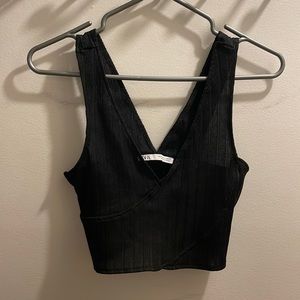 Sexy light deep V cut crop top